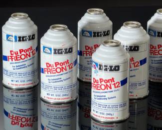 Lot of 7 Sealed Freon 12 R-12 Refrigerant Cans IG-LO Weitron DuPont 12oz