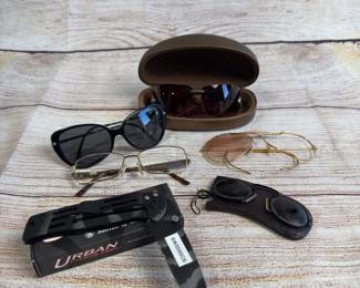 Mixed Lot: Gucci Sunglasses, Eyeglasses, Vintage Frames & New Smith & Wesson Knife