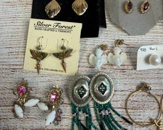 Diverse Vintage Earring Collection: Sterling Silver, Costume, 20+ Pairs Estate Lot