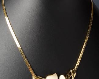 Vintage Trifari Gold-Tone & White Enamel Floral Necklace & Earrings Set