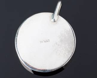 Modernist Sterling Silver & Onyx Shadow Box Pendant - 10.5g