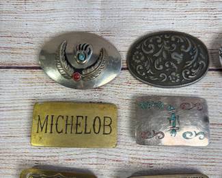 Lot of 15 Vintage & Modern Belt Buckles - Western, Patriotic, Brand, Misc.