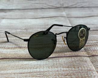 Vintage B&L Ray-Ban W1574 Round Metal Sunglasses 90s Olympics w/ Case
