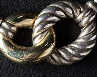 David Yurman 18k Gold Sterling Silver Belmont Curb Link Cable Necklace 17in