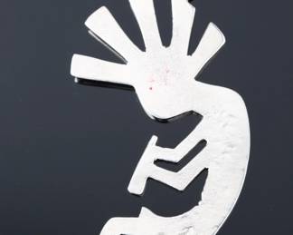 Vintage TS Signed Sterling Silver Kokopelli Native American Pendant Jewelry