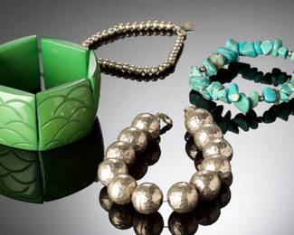 Vintage Sterling Silver & Turquoise Bracelets Lot (4) - Mexico ATI 925