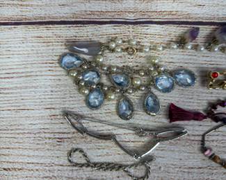 Sterling Silver & Costume Jewelry Lot: 14 Bracelets, Necklace, Mixed Styles