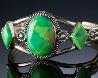 Running Bear Trading Sterling Silver Gaspeite Native American Cuff Bracelet