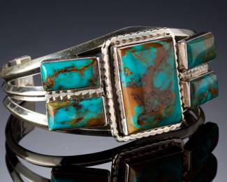 Running Bear Trading Sterling Silver & Turquoise Native American Cuff Bracelet