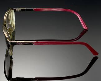 Vintage Cazal Eyeglass Frames Pink & Silver Tone Semi-Rimless