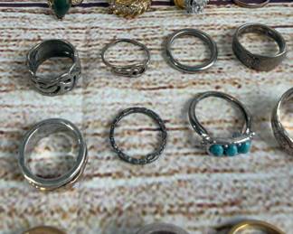 Large Lot 34 Costume Jewelry Rings Mixed Styles Fashion Craft Grab Bag