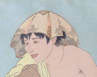 Paul Jacoulet Woodblock Print - 'Le Repas des Mendiants' (Korea)