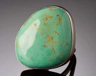 Kewa Ronald & Petra Chavez Turquoise Sterling Silver Ring SZ 8.25 Native American