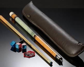 Vintage Adam Two Piece Pool Cue Birdseye Maple w/ Schmelke Case