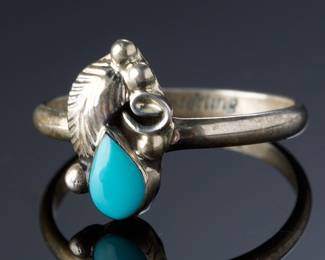 Navajo Sterling Silver Turquoise Petite Ring SZ 5 Native American Jewelry