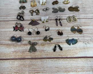 Vintage Costume Earrings Lot: Assorted Styles, Materials, 26 Matching Pairs