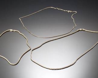 Lot of 3 Vintage .925 Sterling Silver Necklaces - Box, Rope & Serpentine Chains