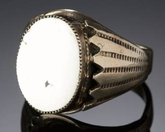 Vintage Navajo White Buffalo Turquoise Sterling Silver Ring SZ 11 Native American