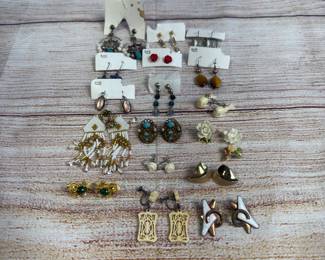 17 Pairs Assorted Earrings Lot: Sterling Silver, Vintage & Fashion Jewelry