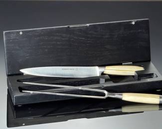 Schmidt Brothers 2-Pc Carving Set German Steel Knife Fork in Wood Box