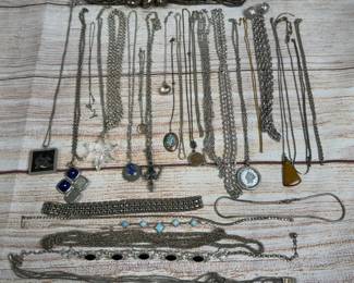 Mixed Lot of 30 Necklaces: 3 Sterling Silver, Costume Jewelry Collection
