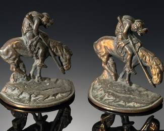 Vintage 1927 End of the Trail Style Bookends Gift House Inc NYC Bronze Clad