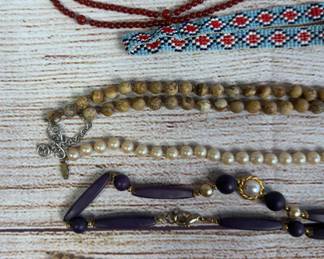 Vintage & Modern Costume Jewelry Lot of 15 Necklaces, Mixed Styles, Worn