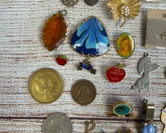 Large Lot of 50+ Assorted Costume Jewelry Pins, Pendants, Brooches & More