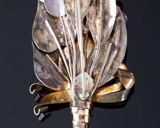 Vintage Hobe 1/20th 14K Gold Filled Sterling Silver Floral Bouquet Brooch Pin