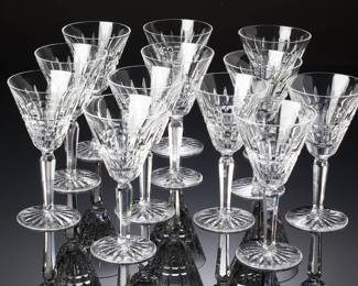 Set of 12 Glenmore Cut Crystal Claret Wine Glasses - Elegant Tableware