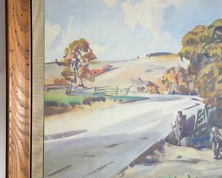 Frank Nelson Wilcox Original Watercolor Painting "Country Road" Signed 1956