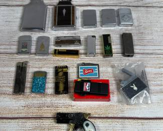 Large Lot of 19 Assorted Vintage & Modern Lighters - Zippo-style, Novelty