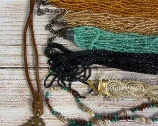 Assorted Vintage Costume Jewelry Lot: 15 Necklaces, Mixed Styles & Materials