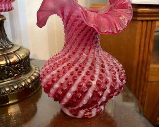 . . . Fenton hobnail cranberry vase