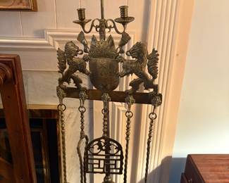 . . . rare and beautiful fireplace tool set!