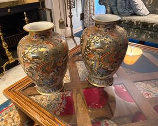 . . . pair of large Asian-themed vases