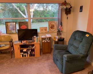 Vintage lazy boy recliner, tv and console, vintage chair, vhs etc