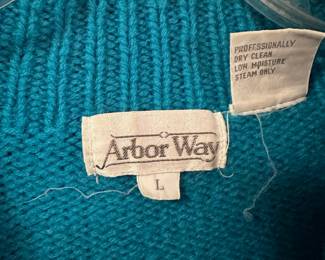 1980s Arbor Way Blue & White Knitted Sweater – Size Large