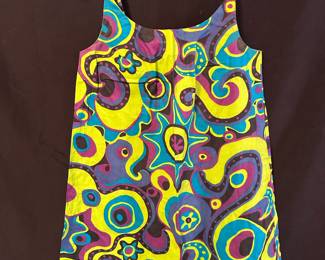 Circa 1960s Colorful Psychedelic Design Spaghetti Strap Shirt