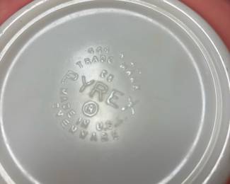 Pyrex Primary Yellow Mixing Bowl, Pyrex Primary Red Mixing Bowl, Pyrex Pink Gooseberry Mixing Bowl