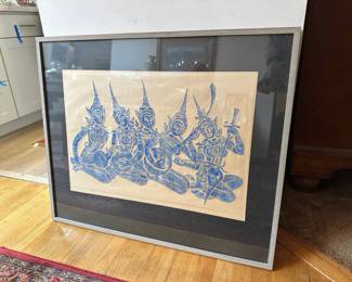 Framed & Matted Temple Rubbing on Rice Paper