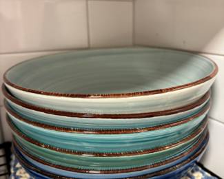 Set of 6 Vancasso Bonita Stoneware Blue & Turquoise Pasta Bowls
