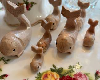 Carved Marble or Soapstone Dolphin Figurines