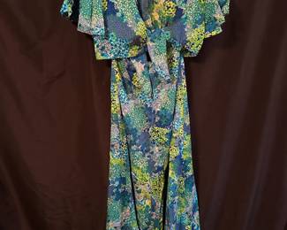 Boho Style Abstract Floral Print Midi Dress