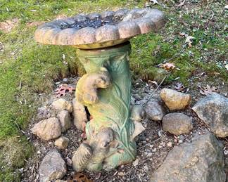 Bird bath located in the front yard
