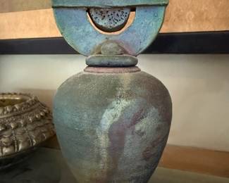Japanese Raku Style Pottery Urn
