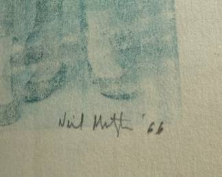 1966 Drawing/Mixed Media Abstract Figure Study by Neil Meitzler