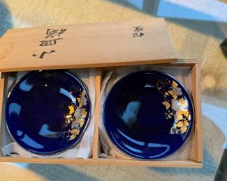 Japanese Cobalt Blue Porcelain Kobachi Bowls