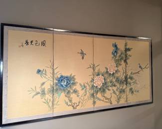 Four Panel Byobu Screen with Floral Design