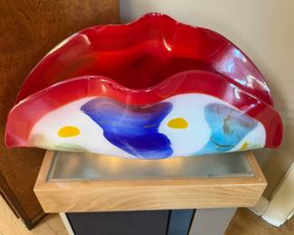 Multicolor Art Glass Banana Fan Bowl